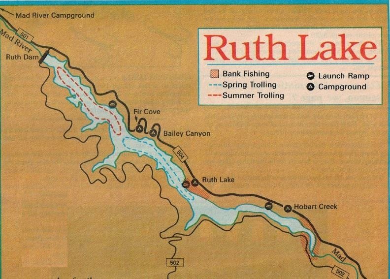 Mad River Trout Fishing Map Ruth Lake Fishing Map, Fishing Report And Hunting Clubs And Private Hunting  Ranches