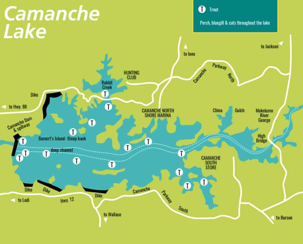 2019 Camanche Lake Fishing Map, Fishing Report, Hunting Clubs, private ...