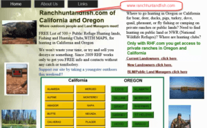 Oregon and California Hunting Clubs for Turkey, deer, pig, quail, fishing with Hunting Maps.