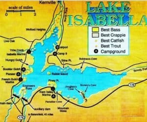 Lake Isabella fishing map, fish report