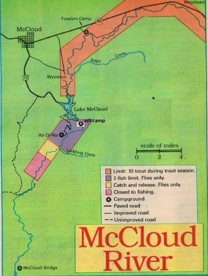 Mccloud River Fishing Map Mccloud River 2017 Fishing Report And Fishing Maps Best Areas