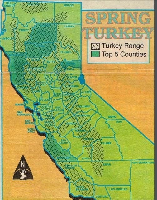 Spring Turkey Hunting Maps California best areas